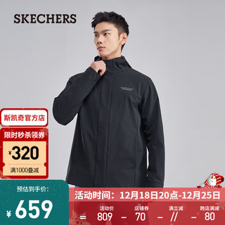 斯凯奇（Skechers）秋冬男子运动户外三合一冲锋衣加绒保暖舒适登山外套 碳黑/0018 M