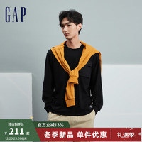 Gap 盖璞 男装冬季2023LOGO纯棉工装风长袖T恤841249宽松休闲上衣 黑色 185/108A(XXXL)亚洲尺码