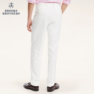 布克兄弟（BrooksBrothers）男士微弹斜纹纯色通勤休闲直筒长裤 1001-白色 33/34