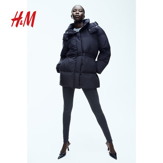 H&M【致臻系列】女装宽松保暖羽绒外套1191626 黑色 155/76A