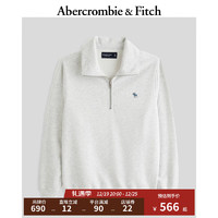 ABERCROMBIE & FITCH男女同款 美式街头拉链半开襟上衣小麋鹿休闲卫衣 355610-1 浅麻灰 M (180/100A)