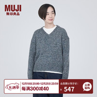 无印良品（MUJI） 女式 羊毛混纺 V领毛衣 长袖针织衫 BA1O0A3A 炭灰色 M 160/84A