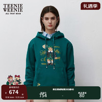 Teenie Weenie小熊秋冬多色连帽卫衣套头加绒保暖上衣时尚女装 绿色 170/L