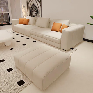 花王 科技布现代简约客厅沙发奶油风高靠背布艺沙发2305#四人位2.6米