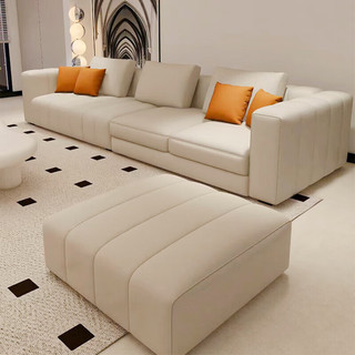 花王 科技布现代简约客厅沙发奶油风高靠背布艺沙发2305#四人位2.6米