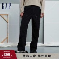 Gap 盖璞 男装冬季2023户外宽松廓形休闲裤836430磨毛保暖裤子 黑色 33