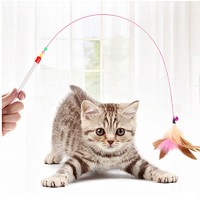 Huan Chong 欢宠网 猫玩具逗猫棒羽毛加长金属吊杆90cm 猫咪钢丝磨牙玩耍解闷幼小猫猫互动自嗨器宠物用品