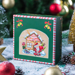 盛世泰堡平安夜包装盒圣诞节盒大号盒空盒含拉菲草贺卡灯串