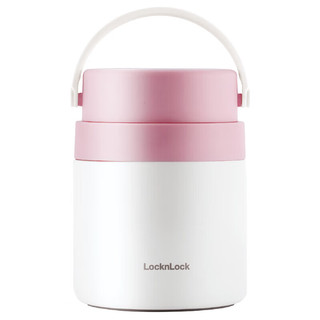 LOCK&LOCK 保温桶 不锈钢便携式手提保温饭盒带餐具500ml 粉色