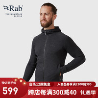 Rab睿坡男士Nexus修身连帽抓绒衣开衫夹克外套 QFF-70 黑色 M