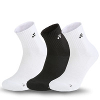 YONEX 尤尼克斯 羽毛球襪舒適中筒男款運動襪145122BCR（2白1黑）3雙裝