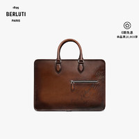 Berluti 男包 Deux Jours Scritto图纹皮革公文包 深可可棕色