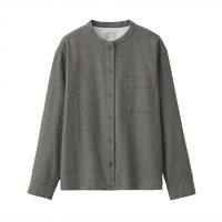 MUJI 無印良品 無印良品（MUJI）女式法蘭絨 立領襯衫 格子 內搭 襯衣  BCB19C1A 棕色 M