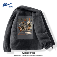抖音超值购：WARRIOR 回力 嘻哈潮流羊羔绒外套男秋冬季新款美式动漫风加厚立领夹克外套