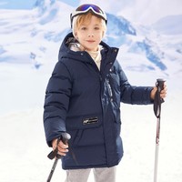 暇步士 中长款儿童三防羽绒服冬装男童女童防风保暖柔软滑雪运动拜年服