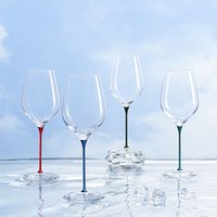 Cheer moda 红酒杯 彩杆水晶葡萄酒杯水晶玻璃杯玫瑰