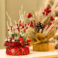 橙央 圣诞节桌面圣诞树装饰品创意小型圣诞树摆件商场摆台场景布置 小号泡沫蘑菇摆台