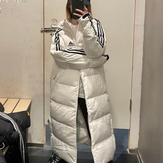 阿迪达斯 （adidas）三叶草男装女装羽绒服23冬运动服加厚保暖中长款连帽羽绒服 白色过膝长款/绒子含量80% XL