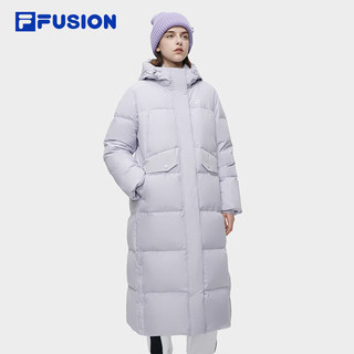 FILA FUSION斐乐潮牌长款羽绒服女时尚休闲连帽外套 蔓藤紫-PU 180/96A/XXL