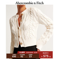 ABERCROMBIE & FITCH女装 甜美经典辣妹毛衣麻花短款修身针织开衫 355608-1 奶油色 XXS (160/80A)