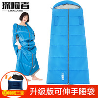 探险者TANXIANZHE）睡袋户外酒店便携式加厚防寒露营出差旅行室内午休保暖睡袋宝蓝色1.1kg+睡眠三宝