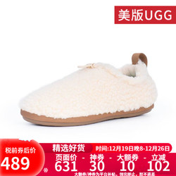 UGG 美版女款秋冬Sock毛绒便鞋拖鞋一脚蹬时尚百搭保暖拖鞋1143952 NCTN-白色/栗色 38