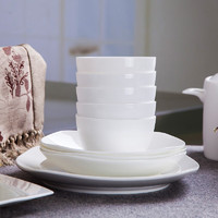 洛威 景德镇骨瓷餐具碗纯白色饭碗面碗菜碗汤碗饭碗泡多尺寸DIY散件 小勺