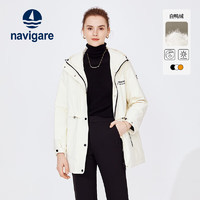 navigare 纳维凯尔 意大利小帆船女士中长款羽绒服连帽收腰外套2341643501 白 M