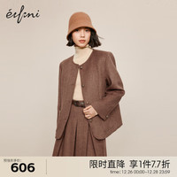 伊芙丽（eifini）伊芙丽时尚复古绗棉老钱风短外套女2023冬装 咖啡 165/88A/L