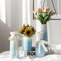 形趣 渐变蓝白色陶瓷花瓶水养北欧现代创意家居客厅插花干花装饰品摆件