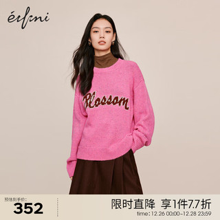 eifini 伊芙丽 精致彩点复古字母提花套头针织衫2023冬装休闲百搭毛衫 粉色 155/80CM/S