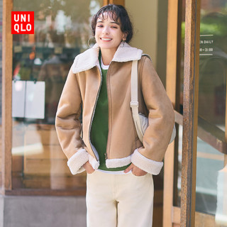 UNIQLO 优衣库 女装 仿羊羔绒茄克(夹克 短款外套 2023秋冬新款) 460902