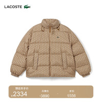 LACOSTE法国鳄鱼男士时尚格纹鸭绒羽绒服外套BH6375 QIZ/棕色印花 50/175