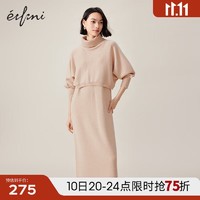 eifini 伊芙丽 高领宽松针织衫女冬 自然驼 160/84A/M