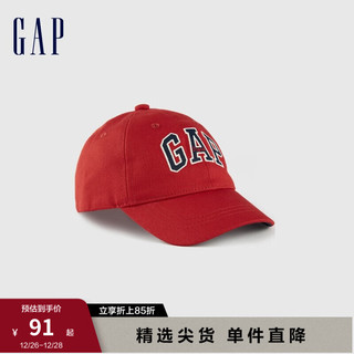 Gap男幼童秋季2023LOGO洋气棒球帽鸭舌帽824595儿童装休闲帽 红色 6-14岁(M/L)