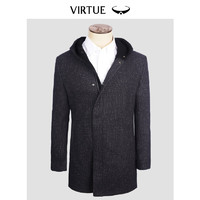 Virtue 富绅 绵羊毛针织大衣连帽中长款