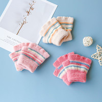 PHYNIER 婴儿手套0-1岁宝宝手套小孩子露半指手套保暖2-3岁男童针织手套女