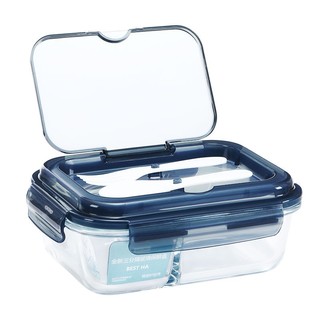 贝特阿斯 高硼硅玻璃饭盒保鲜盒微波炉适用三分隔刀叉款送包BT-1.04L