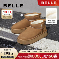 BeLLE 百丽 保暖舒适雪地靴女23冬季潮流短靴A7M1DDM3 棕色 38