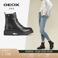 GEOX 杰欧适 马丁靴女靴秋冬潮流英伦风拉链中筒靴子D16HRC B 黑色C9999 37