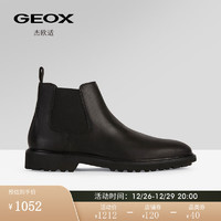 GEOX 杰欧适 男鞋2023秋冬时尚圆头套筒休闲切尔西靴U26DRB 黑色C9999 40