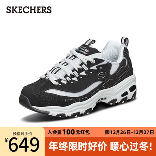 SKECHERS 斯凯奇 D'LITES系列 女子休闲运动鞋 66666179/BKW 黑白 37