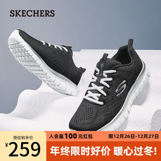 SKECHERS 斯凯奇 Graceful Get Connected 女子跑鞋 12615/BKW 黑色/白色 37