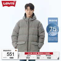 Levi's李维斯男士羽绒服时尚格纹中长款舒适连帽加厚保暖外 000 L
