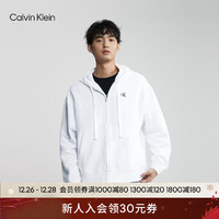 Calvin Klein Jeans秋冬男士休闲简约刺绣加绒宽松连帽拉链开衫卫衣40HM259 YAA-月光白 XS