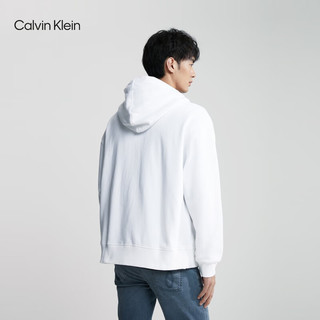 Calvin Klein Jeans秋冬男士休闲简约刺绣加绒宽松连帽拉链开衫卫衣40HM259 YAA-月光白 XS