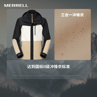 迈乐（Merrell）男女户外冲锋衣三合一保暖御寒可拆卸2件套防风徒步登山外套山系 MC2249020-BK02黑色(男款) XL