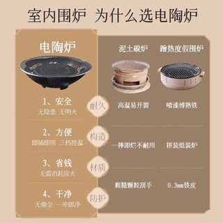 梦多福 围炉煮茶电陶炉套装家用室内电烧烤炉烤火盆室外年会礼品送员工11 1000W电陶炉