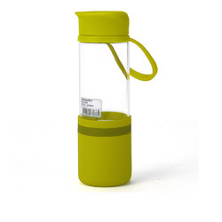 CHAHUA 茶花 水杯玻璃杯便携密封带盖防漏玻璃杯子办公室男女士运动过滤水杯 绿色1个 400ml