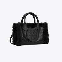 TORY BURCH 迷你 Ella 漆皮羊剪绒毛绒托特包